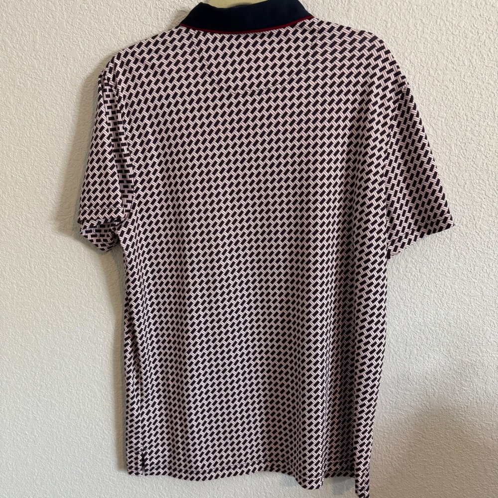 Extracurricular Mens Geometric Print Golf Polo Shirt Navy Red White Size Medium - Picture 3 of 7